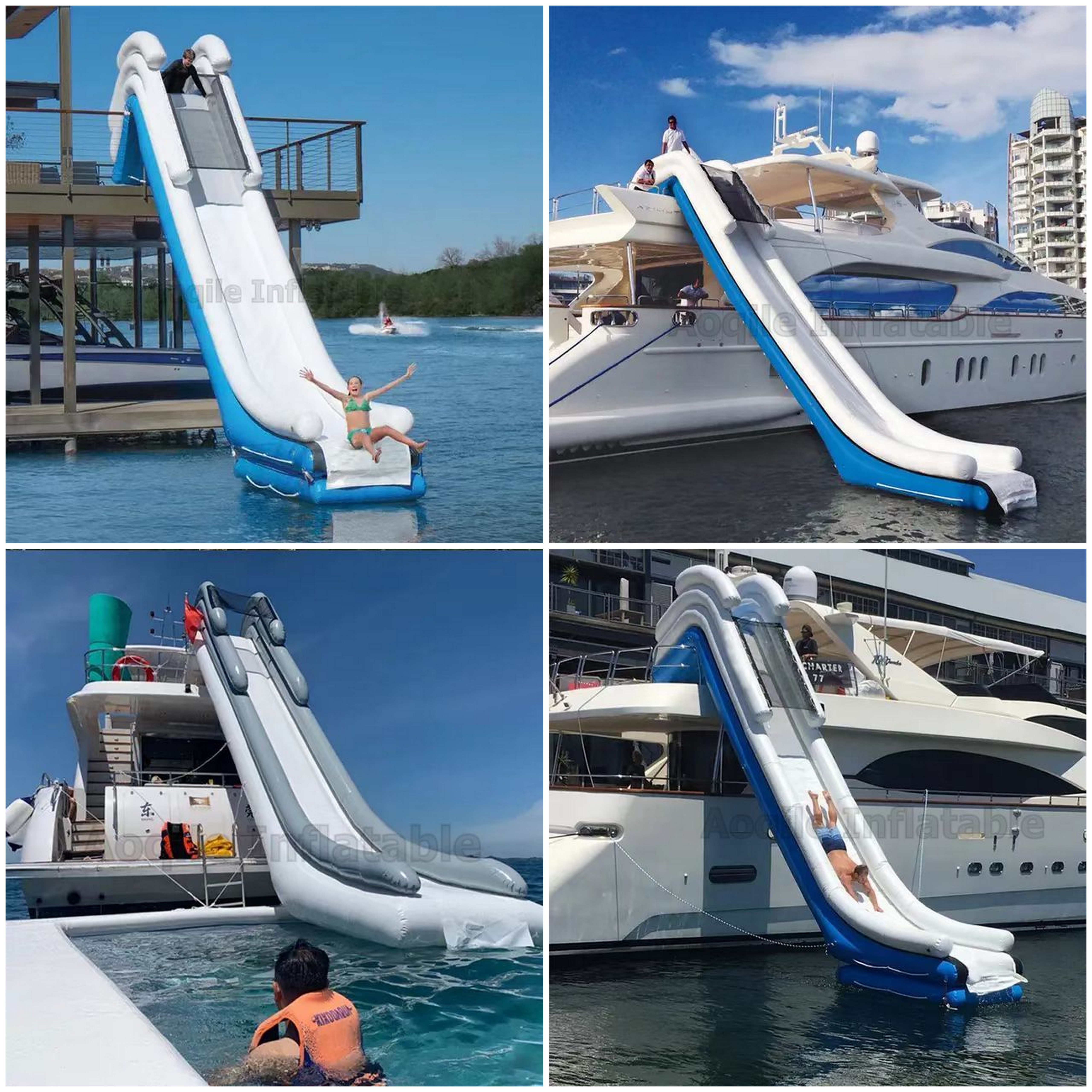 Tobogán inflable personalizado de fábrica de 5M de altura para muelle de barco tobogán inflable para yate a la venta