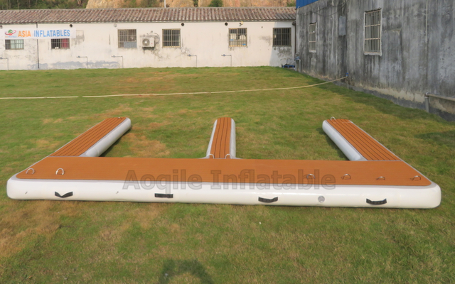 Plataforma flotante inflable para esquí acuático, pontón flotante de Material de grano de madera antideslizante, punto de caída, Jetski flotante inflable