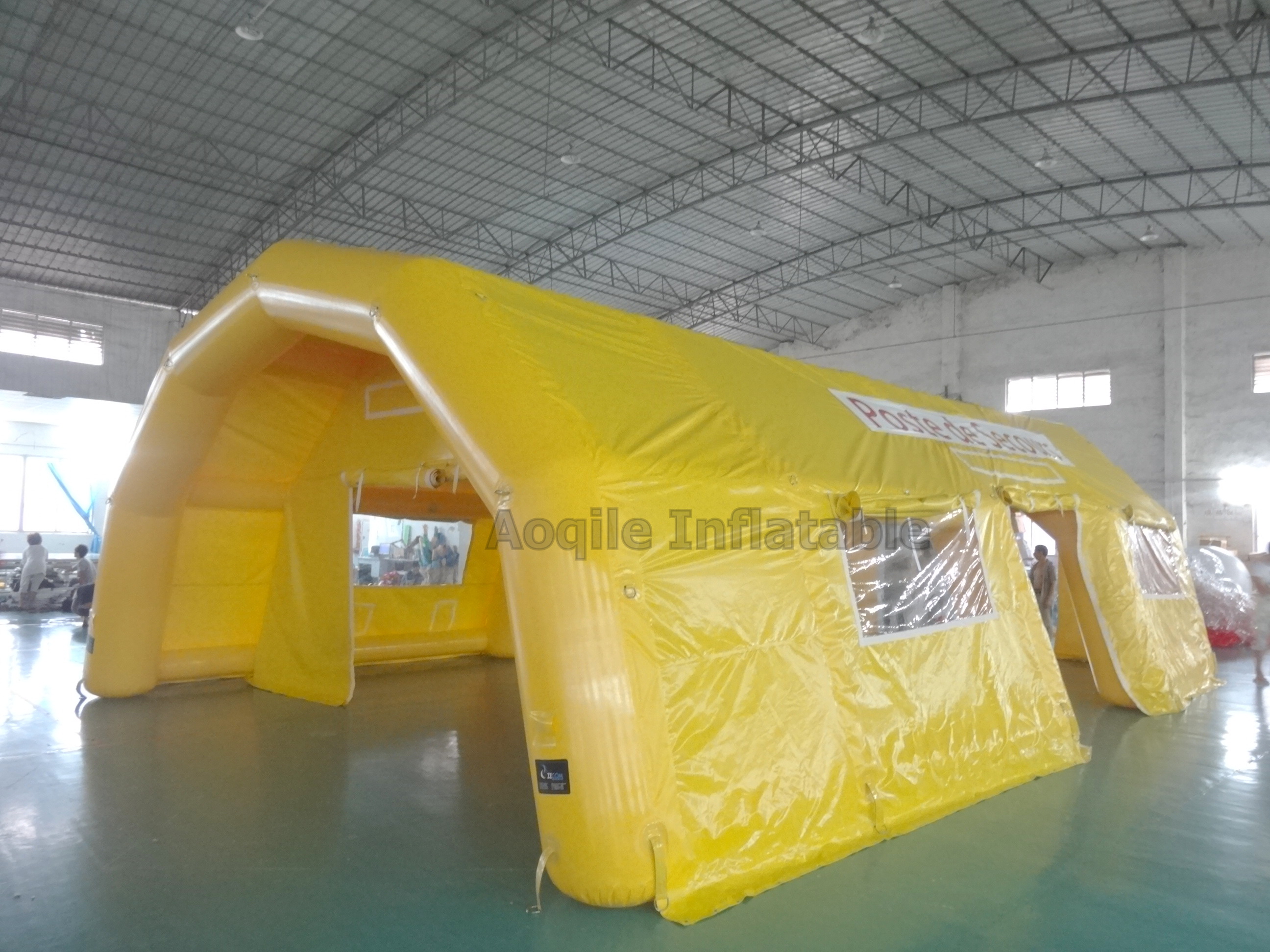 Casa inflable amarilla para exteriores, tienda sellada con aire, arco de escenario, tienda inflable para eventos