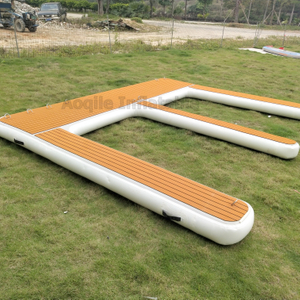 Plataforma inflable del muelle flotante del jet ski de la estación del barco de motor de la espuma de la teca de la forma de la puntada del descenso de encargo