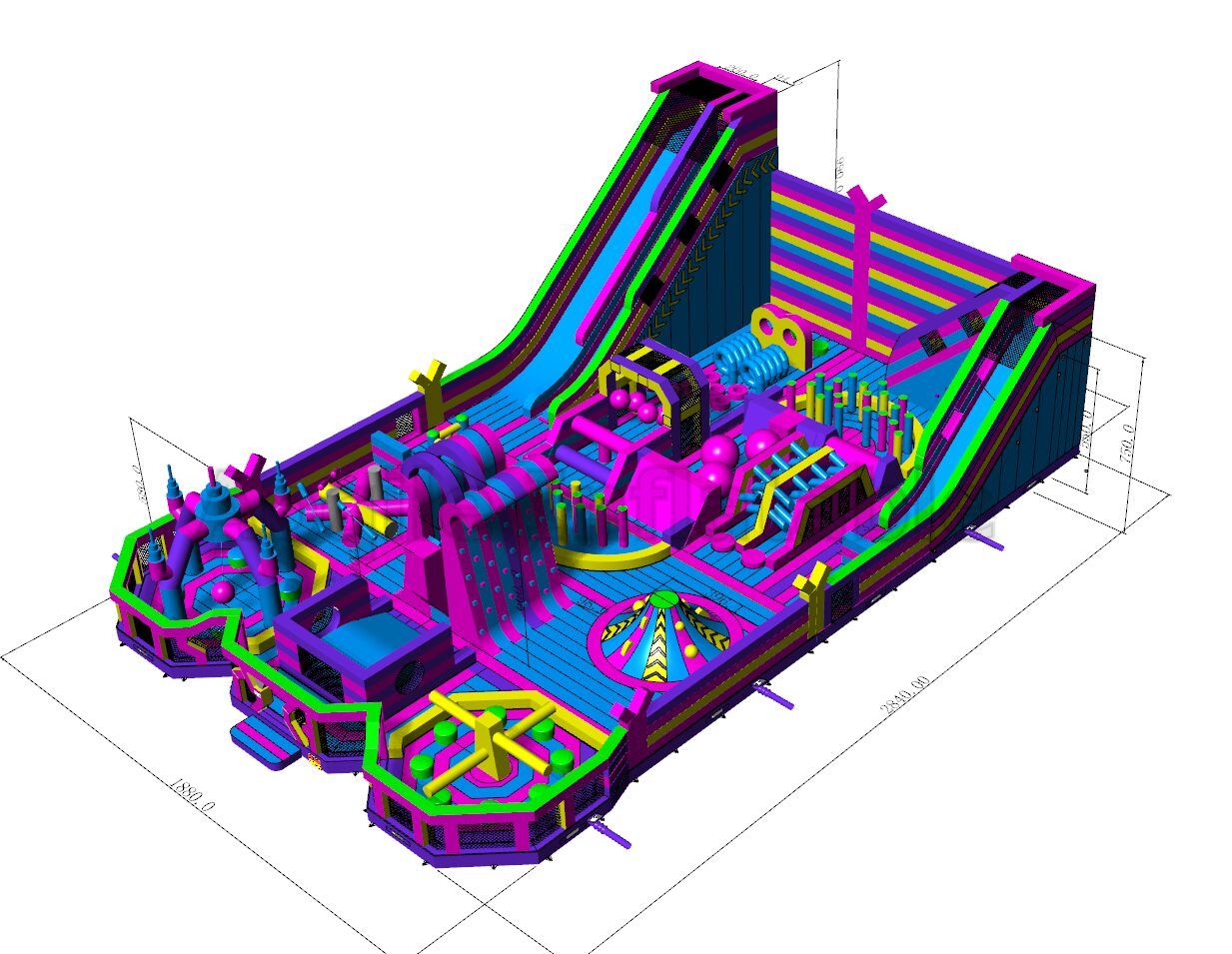 Parque de atracciones inflable gigante para niños y adultos, carrera de obstáculos inflable interior comercial, parque temático aéreo