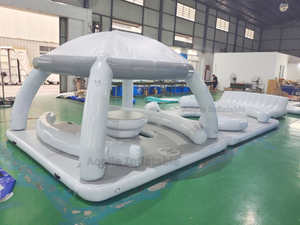 Verano relajación agua inflable isla flotante muelle inflable Pvc flotante ocio muelle plataforma salón