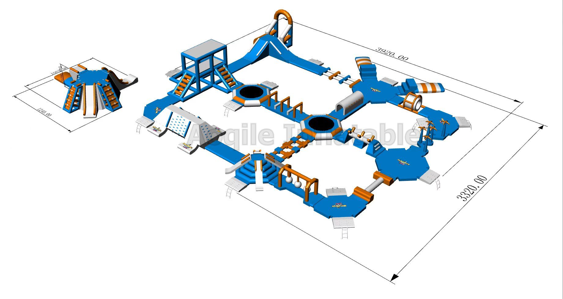 Aoqile inflables equipo de juego acuático parque de atracciones marino parque acuático inflable en el agua