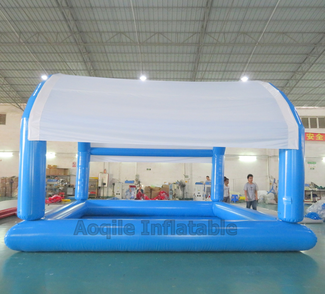 A la venta, piscina inflable de verano al aire libre, abovedada con tienda de campaña, sombra, entretenimiento acuático