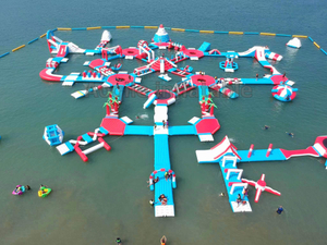 Parque temático de agua flotante inflable de Pvc para niños y adultos, parque de atracciones inflable de alta calidad