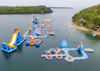 Parque Acuático inflable flotante hermético comercial, tobogán de alta velocidad inflable grande para agua