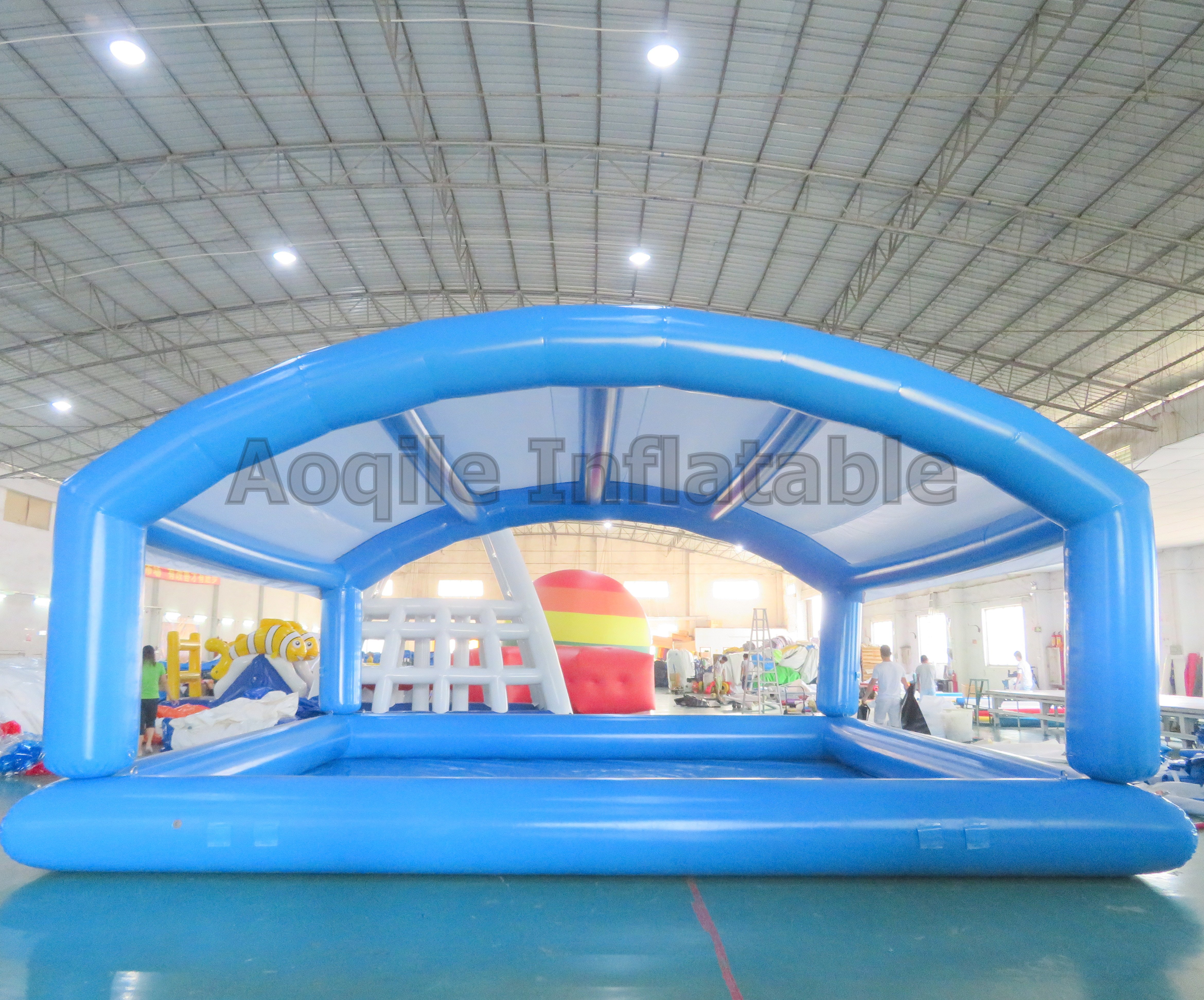 A la venta, piscina inflable de verano al aire libre, abovedada con tienda de campaña, sombra, entretenimiento acuático