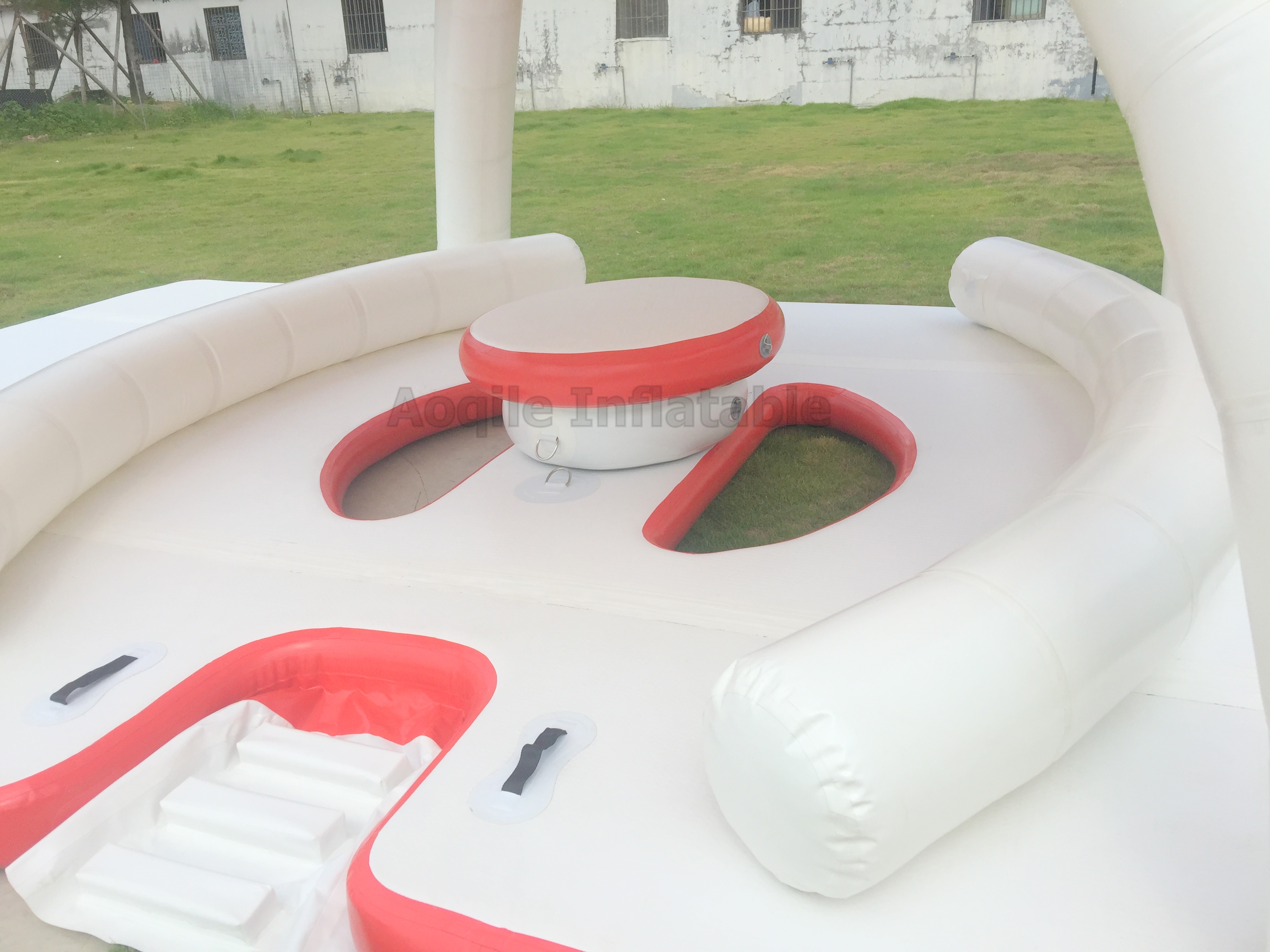 Nuevo diseño inflable natación Iisland salón flotante balsa flotante lámina inflable agua Jet Ski muelle flotadores plataforma