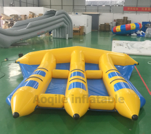 Barco inflable con forma de pez mosca para deportes acuáticos, juego de agua, barco tipo banana doble, barco con tubo remolcable