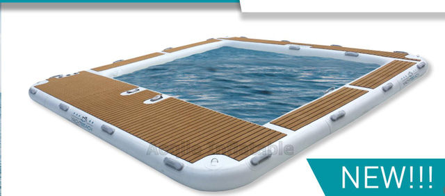 Barco flotante inflable de ocio, plataforma de muelle de ocio inflable para deportes marinos, isla flotante