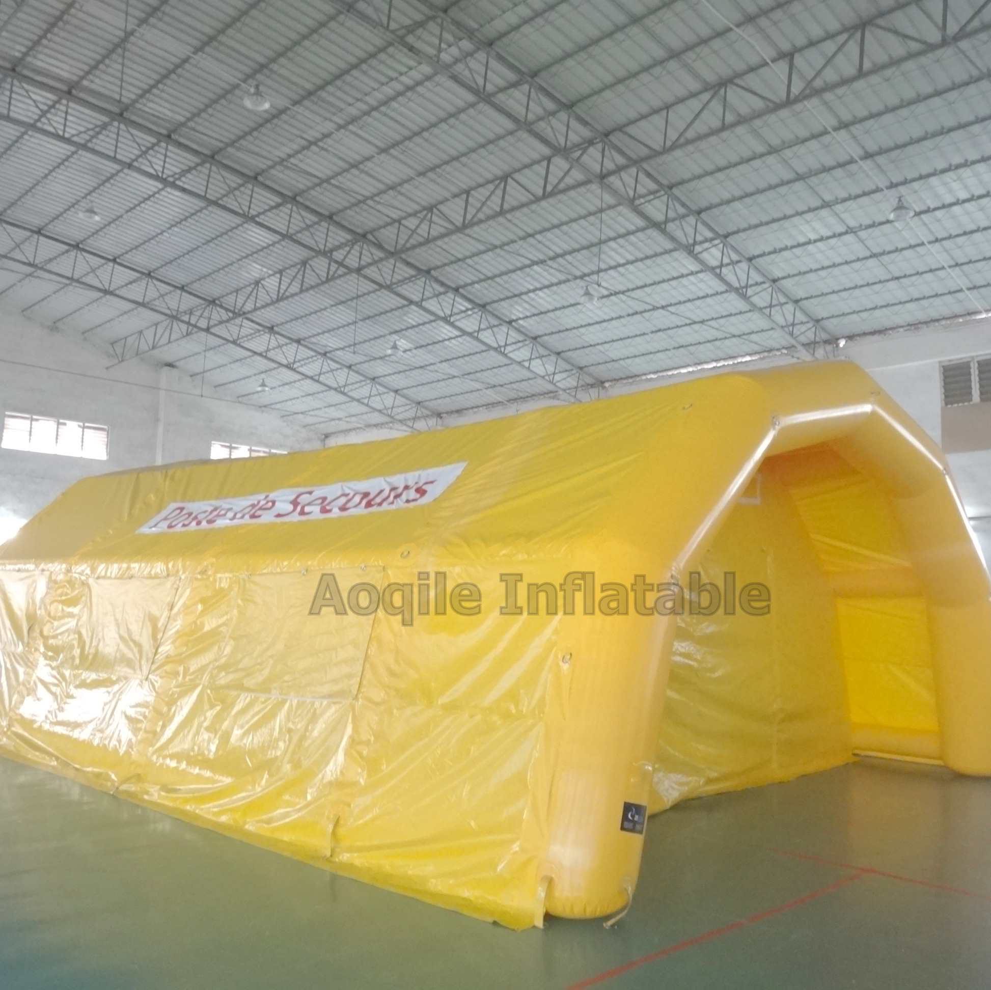 Casa inflable amarilla para exteriores, tienda sellada con aire, arco de escenario, tienda inflable para eventos