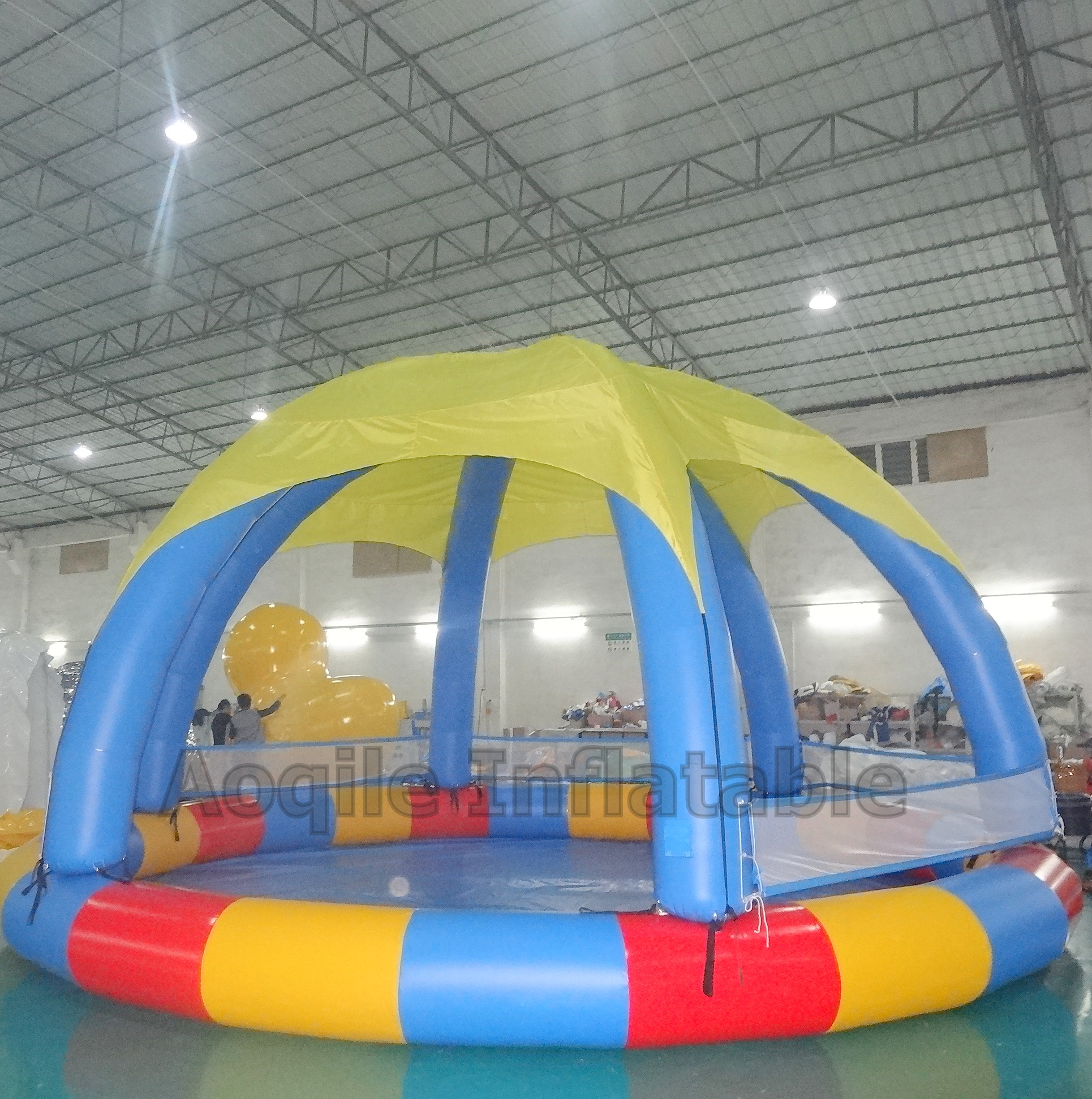 Tienda de piscina inflable con cúpula, tienda de ocio, equipo de tienda de entretenimiento para juegos acuáticos