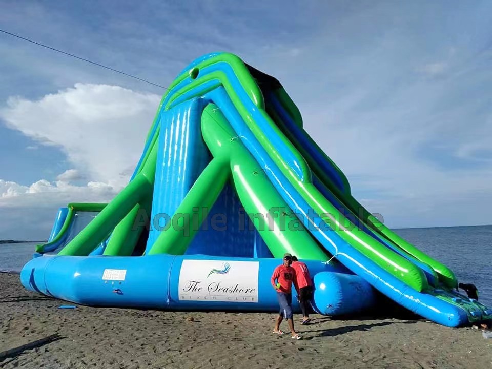 Parque Acuático inflable flotante hermético comercial, tobogán de alta velocidad inflable grande para agua