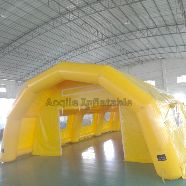 Casa inflable amarilla para exteriores, tienda sellada con aire, arco de escenario, tienda inflable para eventos