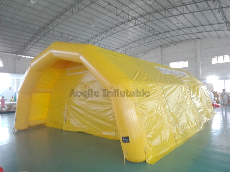 Casa inflable amarilla para exteriores, tienda sellada con aire, arco de escenario, tienda inflable para eventos