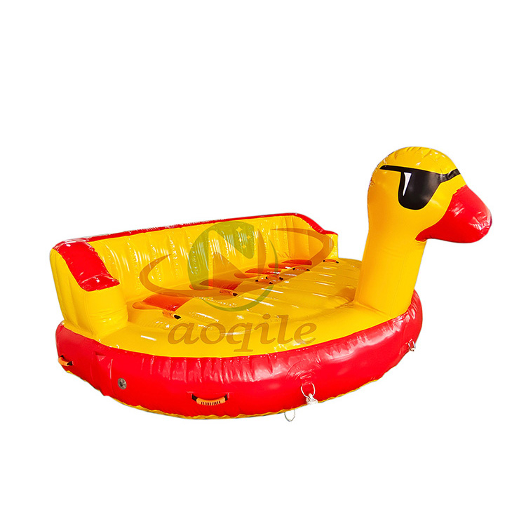 Lindo pato amarillo forma inflable piscina agua fiesta niños juguete pontón portátil esquí acuático remolcable