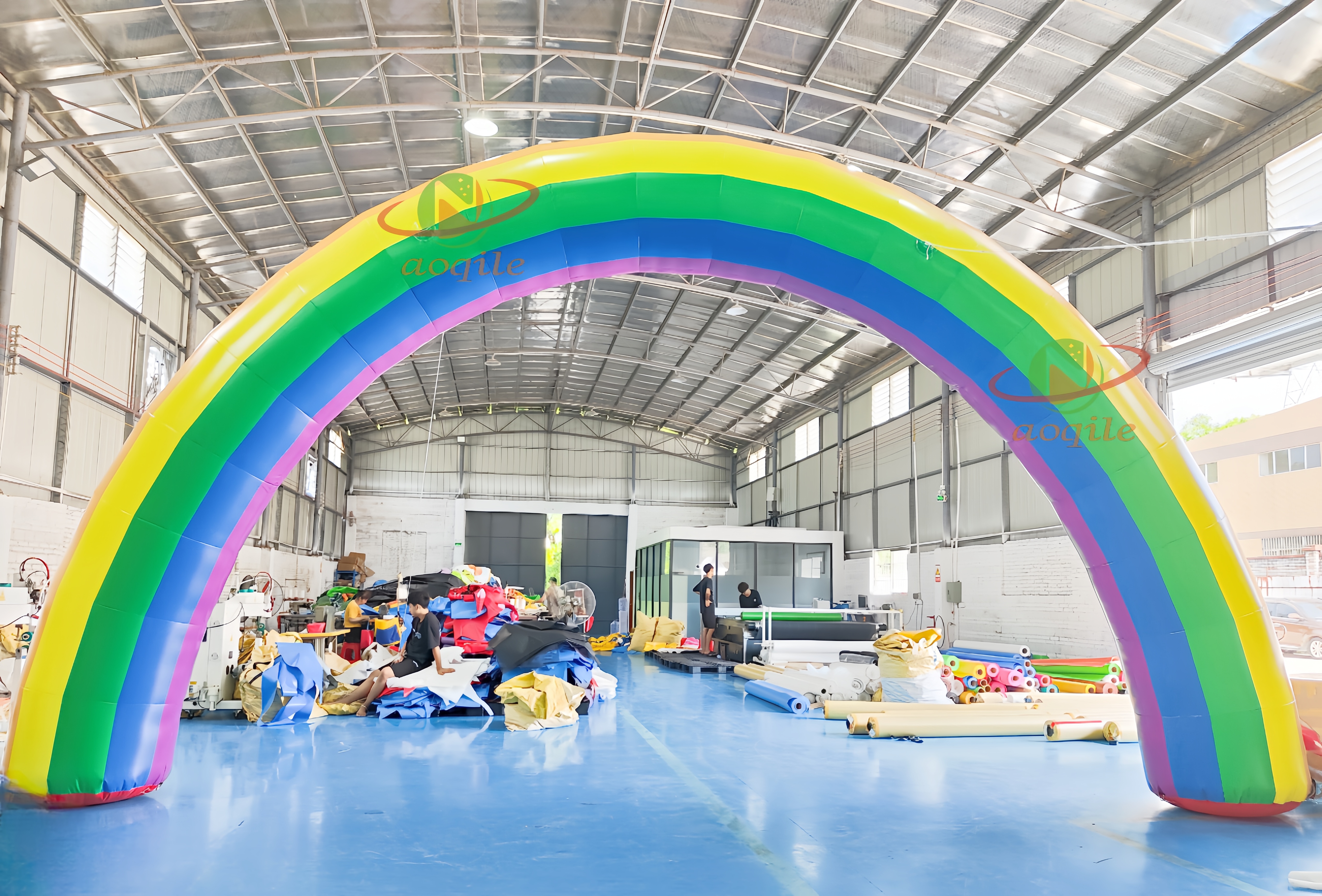 Arco iris inflable con impresión publicitaria, competición inflable, evento, punto de partida, arco de línea de meta