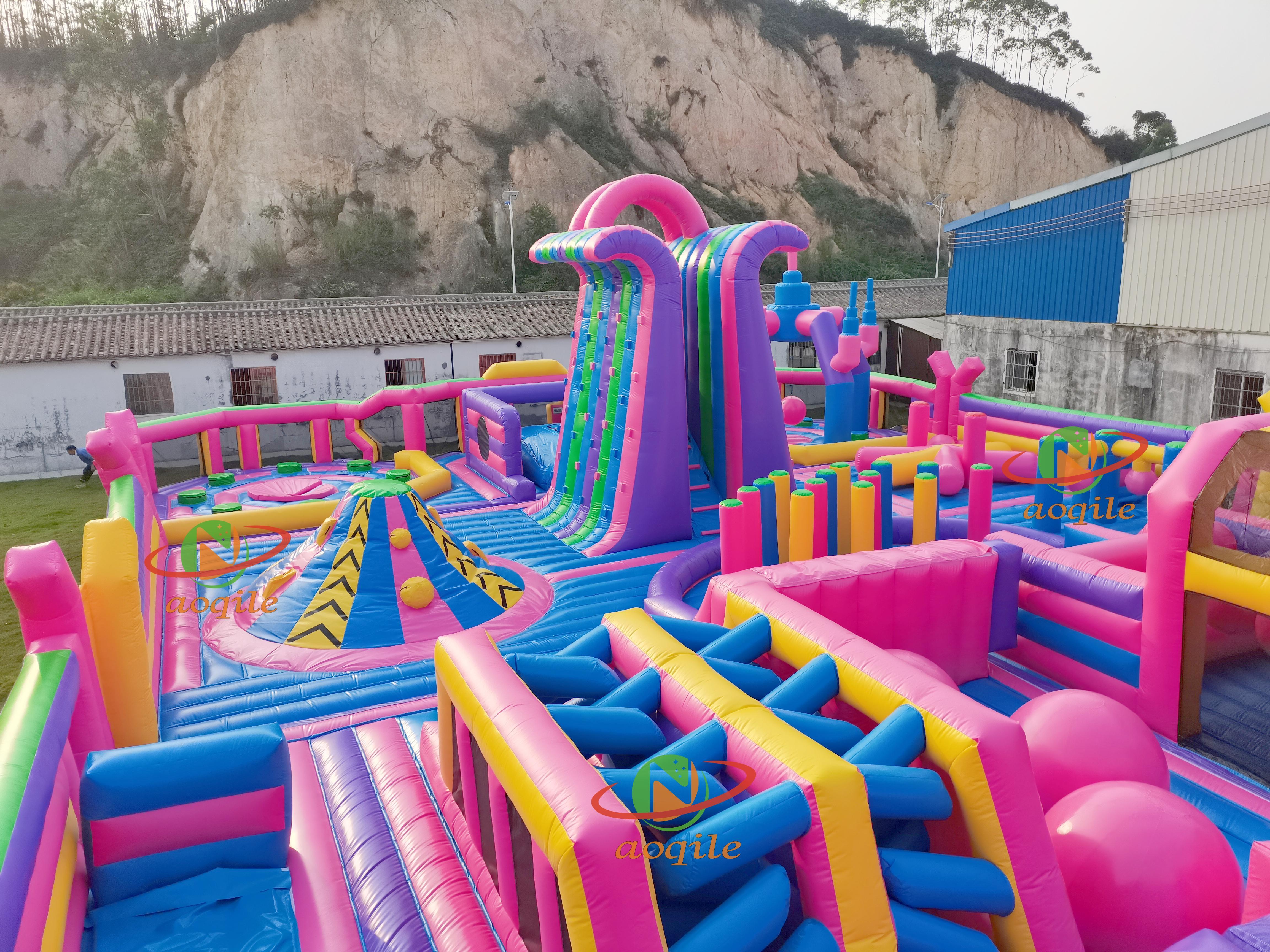 Aoqile, trampolín combinado con tobogán inflable grande personalizado de alta calidad para parque temático para eventos