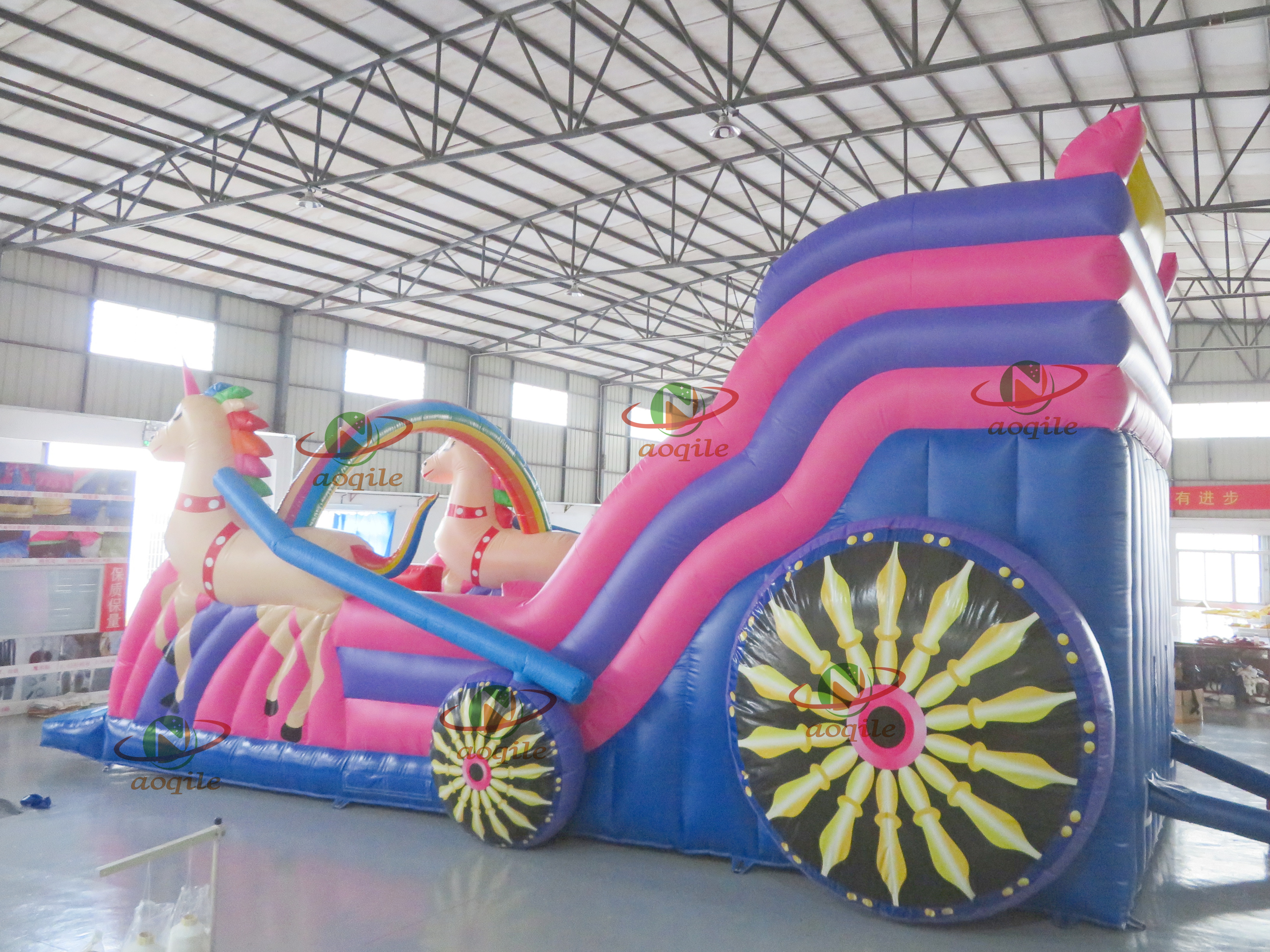 Aoqile Comercial de alta calidad Parque acuático al aire libre y parque terrestre Tobogado de agua de carro inflable para eventos