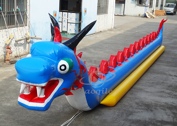 Barco inflable remolcable del dragón de la lona del PVC de la persona 12 de la sola fila de los entretenimientos de los deportes acuáticos del nuevo diseño