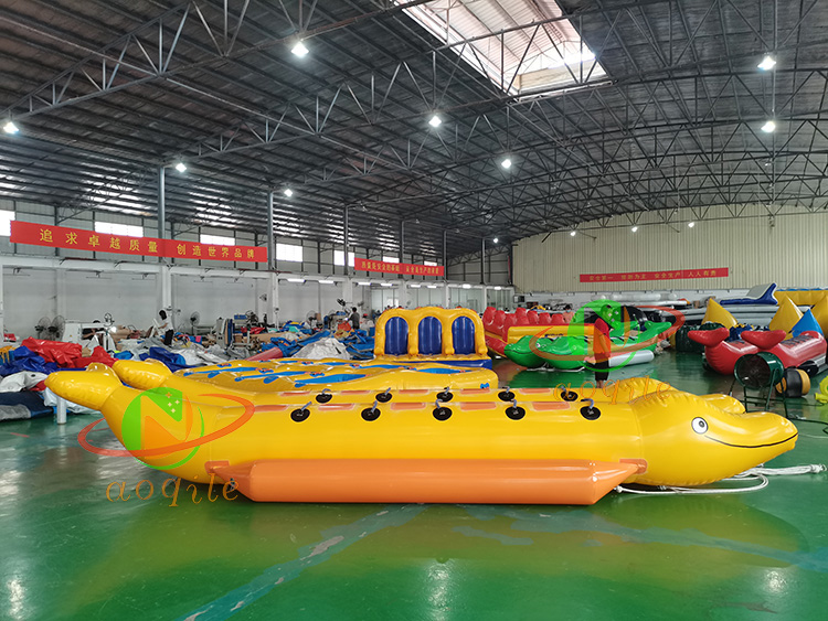 Deportes acuáticos de verano, juego de esquí acuático inflable, barco con forma de pez volador, tubo remolcable, barco inflable tipo Banana