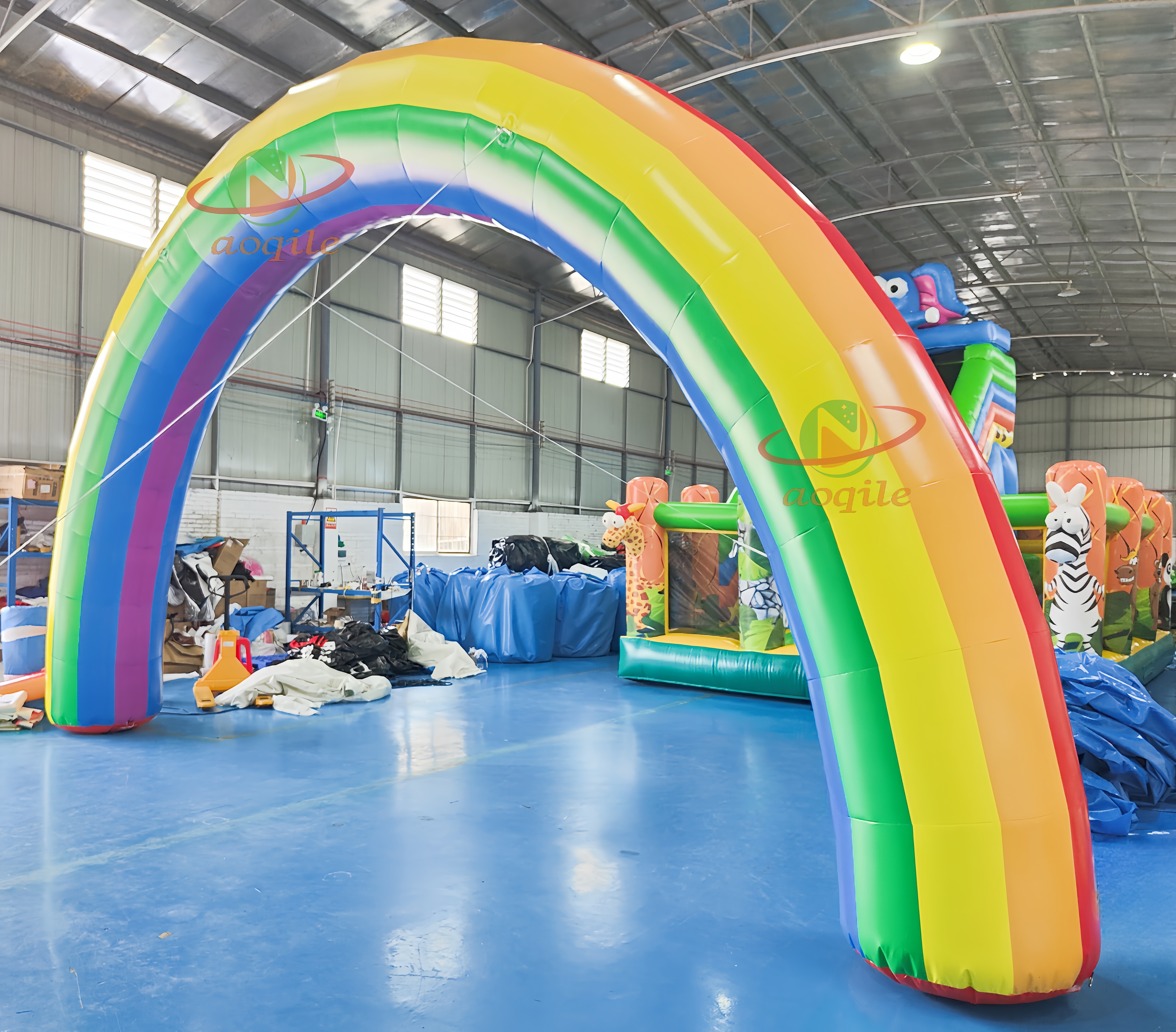 Arco iris inflable con impresión publicitaria, competición inflable, evento, punto de partida, arco de línea de meta