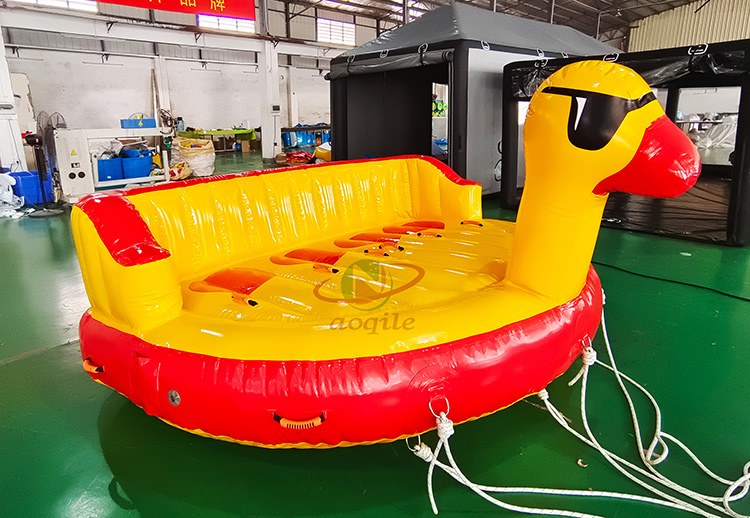 Lindo pato amarillo forma inflable piscina agua fiesta niños juguete pontón portátil esquí acuático remolcable