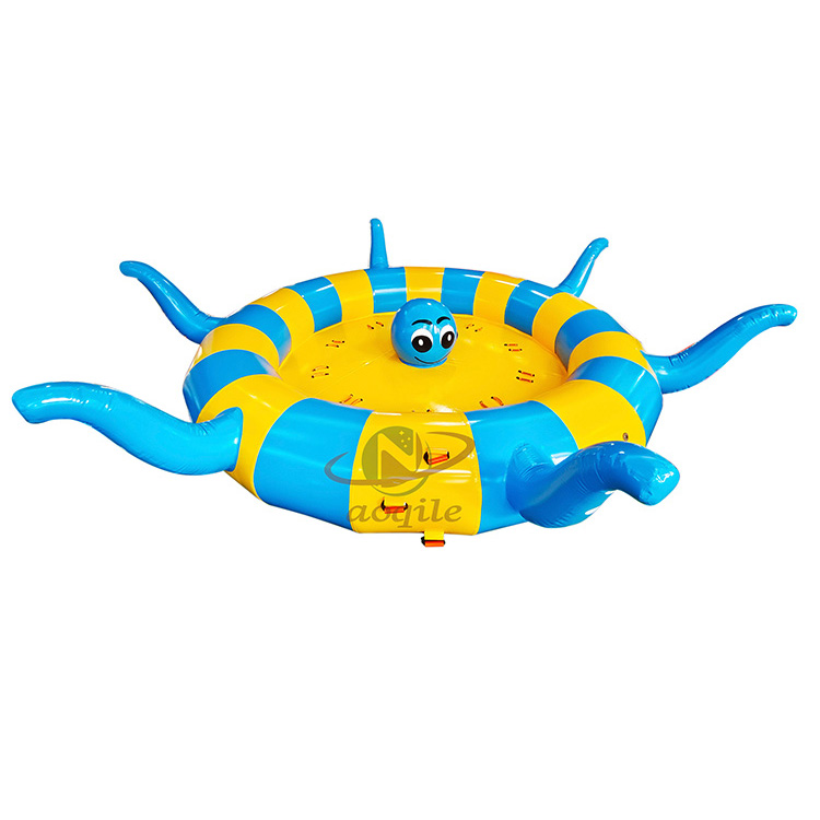 Barco inflable de agua voladora, juguete remolcable giratorio, tubo de agua inflable, barco de discoteca en forma de pulpo, comercial