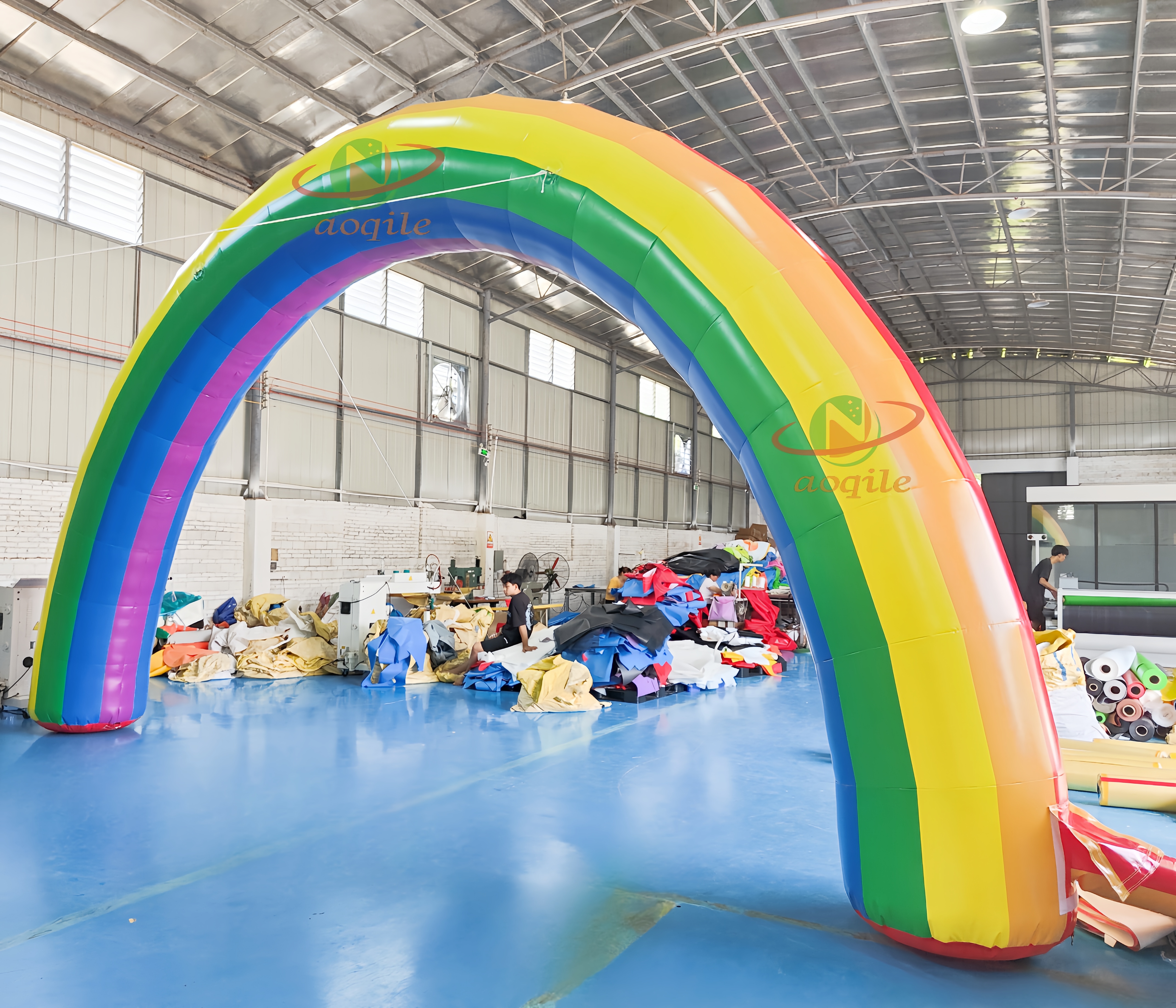 Arco iris inflable con impresión publicitaria, competición inflable, evento, punto de partida, arco de línea de meta