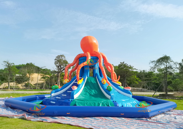 Tobogán acuático inflable personalizado de alta calidad estilo pulpo para parque acuático