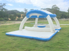 Plataforma flotante inflable mejorada para el sol, isla flotante, plataforma inflable de agua para ocio y entretenimiento con mesa