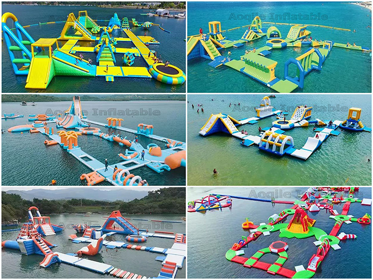 Parque inflable grande del entretenimiento del agua de la plataforma flotante del equipo de deportes del obstáculo del agua de encargo