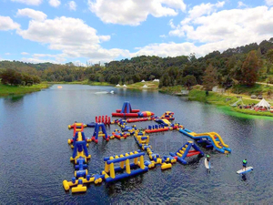 Gran Tema de agua juego al aire libre Inflables parque acuático obstáculo inflable con toboganes equipo deportivo flotante