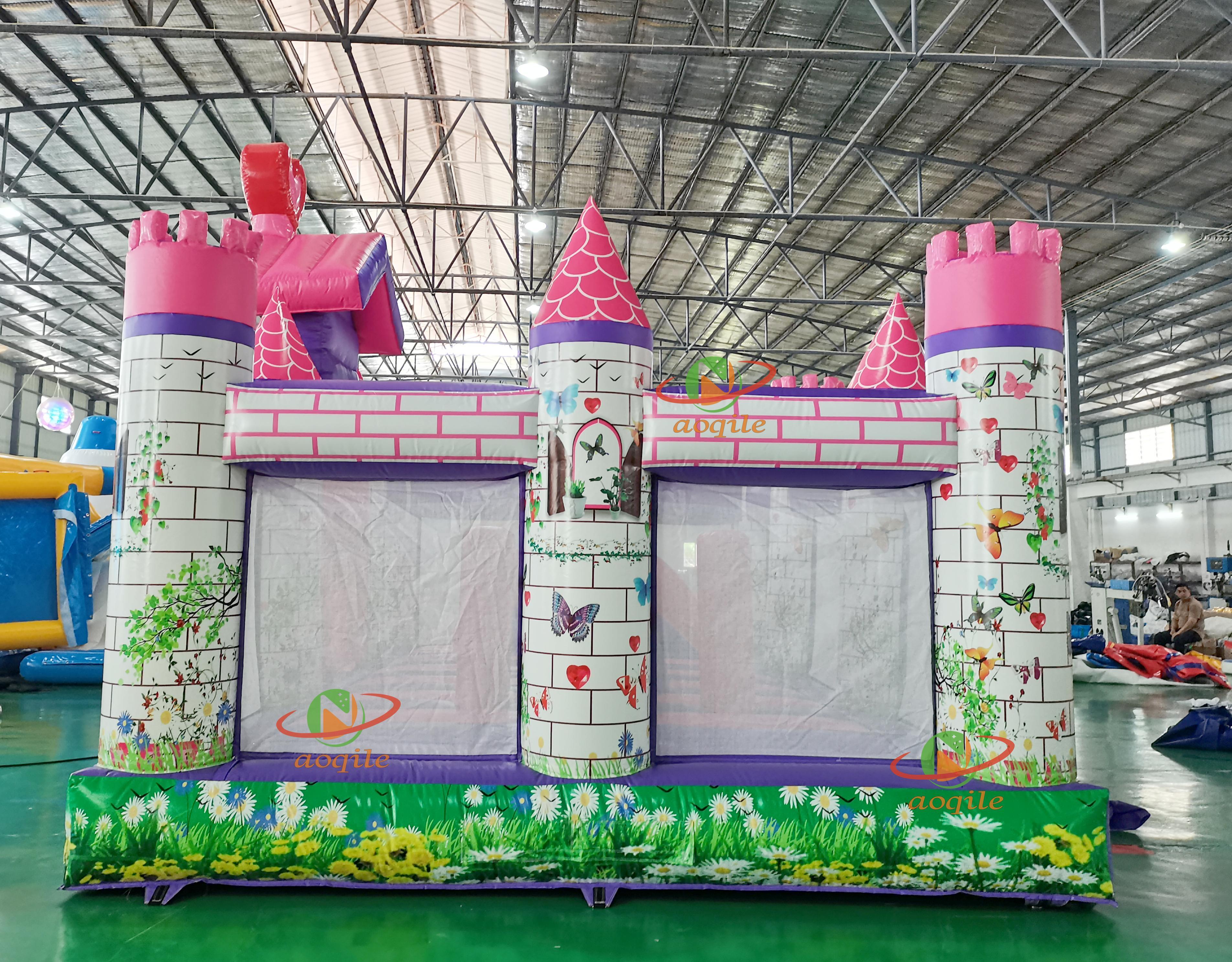 Parque acuático inflable grande hecho a medida para interiores y exteriores de alta calidad con tema de Castillo de princesa