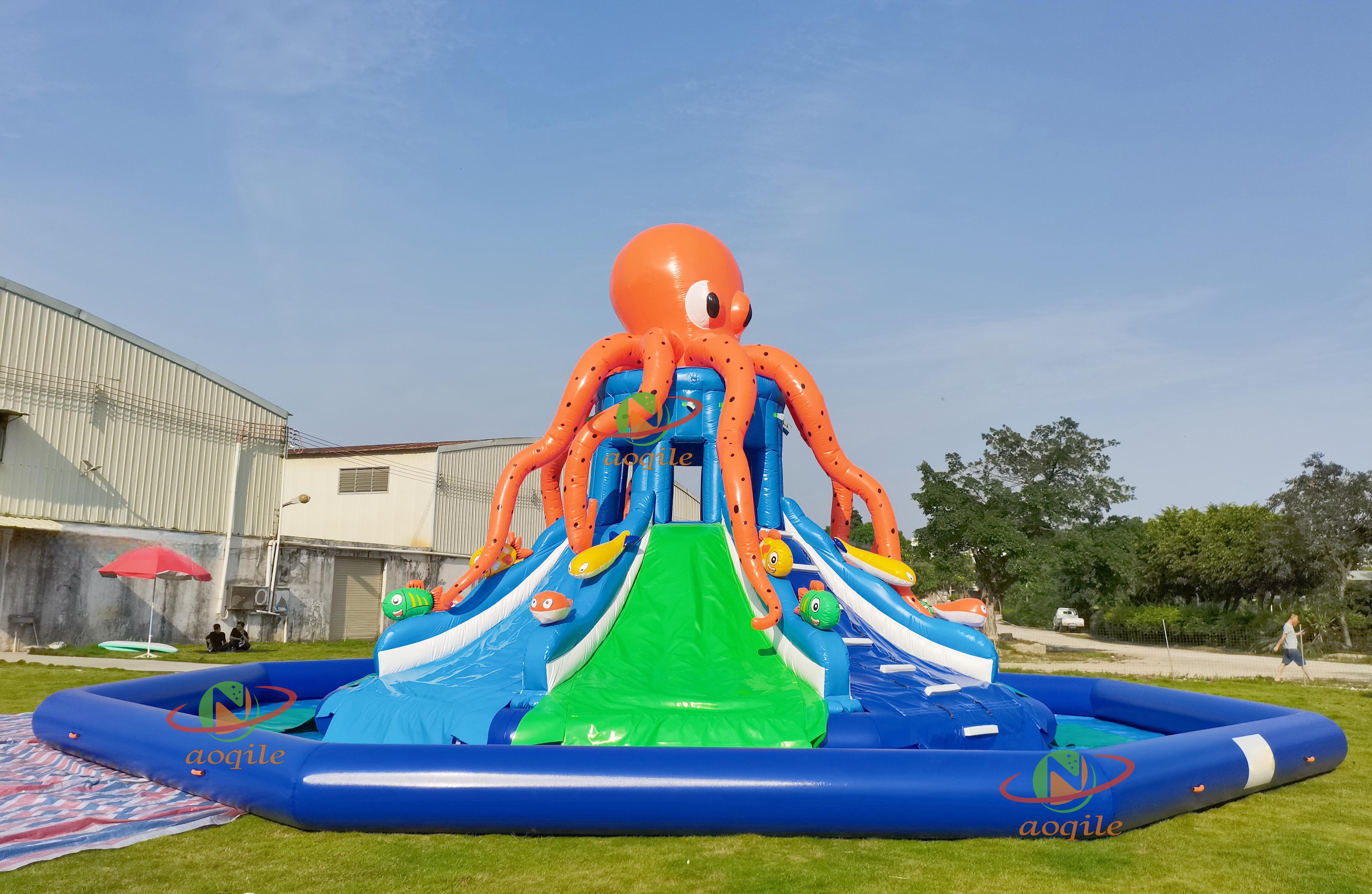 Tobogán acuático inflable personalizado de alta calidad estilo pulpo para parque acuático