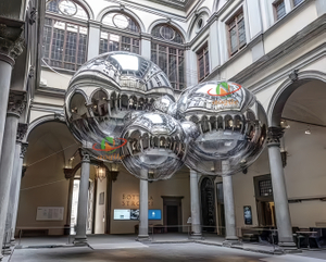 Bola de espejo inflable del globo colgante del oro y de la plata de la boda del partido del globo del disco inflable