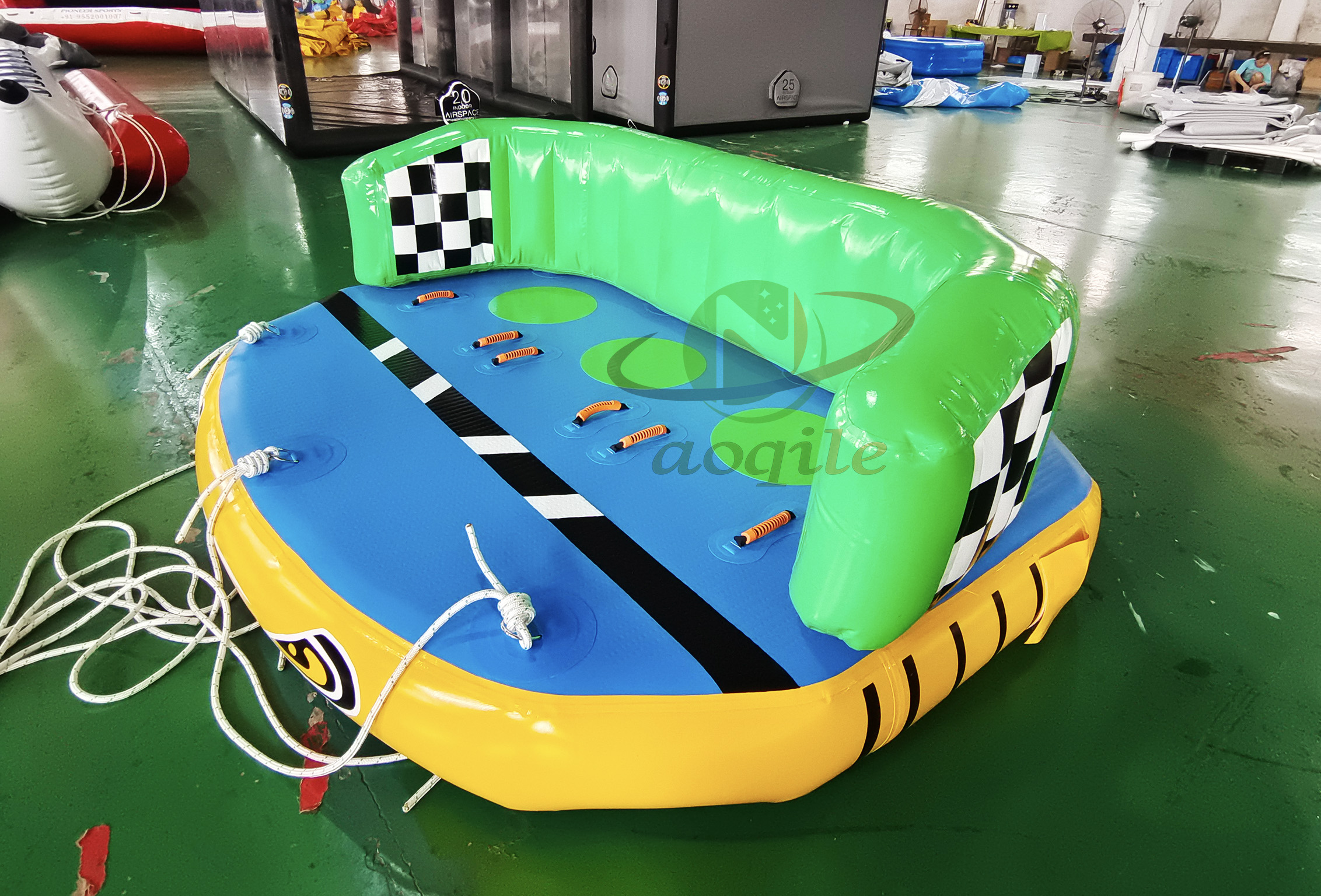 Sofá inflable remolcable flotante de agua de calidad comercial, sofá inflable remolcable para deportes acuáticos locos