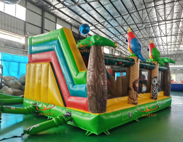 Aoqile-trampolín inflable con tema de jungla, alta calidad, estampados de animales de PVC duraderos para eventos