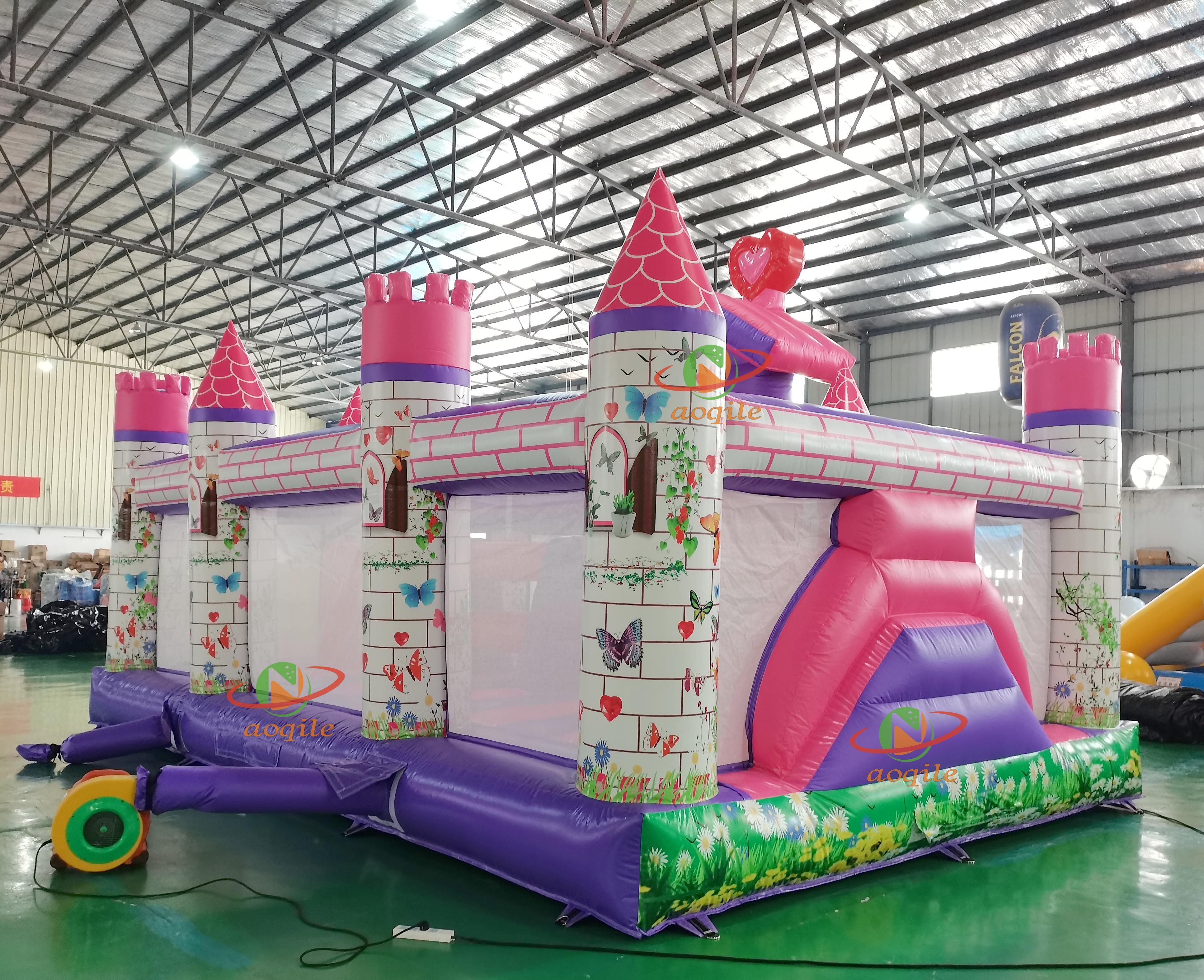 Parque acuático inflable grande hecho a medida para interiores y exteriores de alta calidad con tema de Castillo de princesa