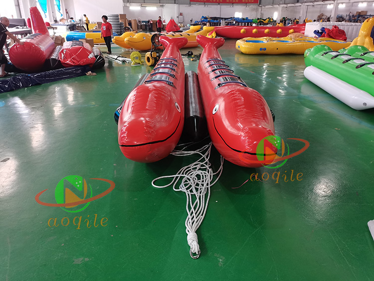 Barco banana inflable divertido para 10 personas, barco banana inflable con pez volador