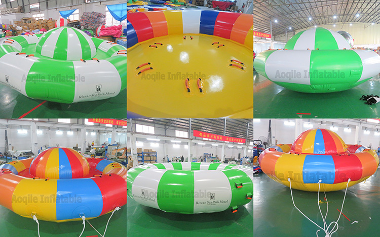 Barco inflable remolcable para discoteca, barco giratorio flotante, juegos acuáticos divertidos de verano