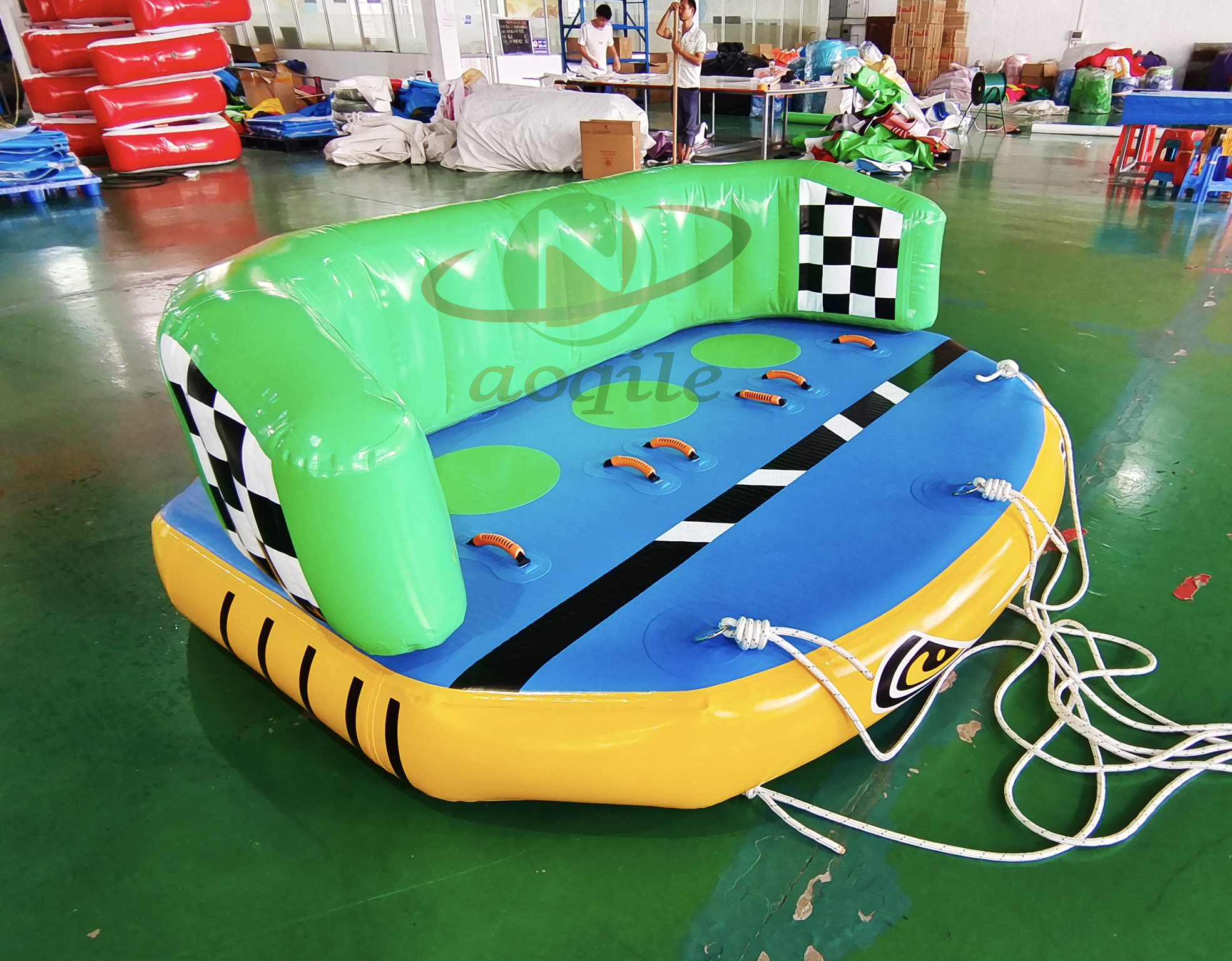 Sofá inflable remolcable flotante de agua de calidad comercial, sofá inflable remolcable para deportes acuáticos locos