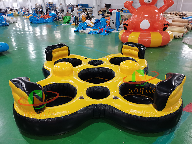 Aoqile Plataforma de agua inflable para varias personas, gran capacidad de carga, antideslizante, para reuniones grupales en la piscina del lago para eventos
