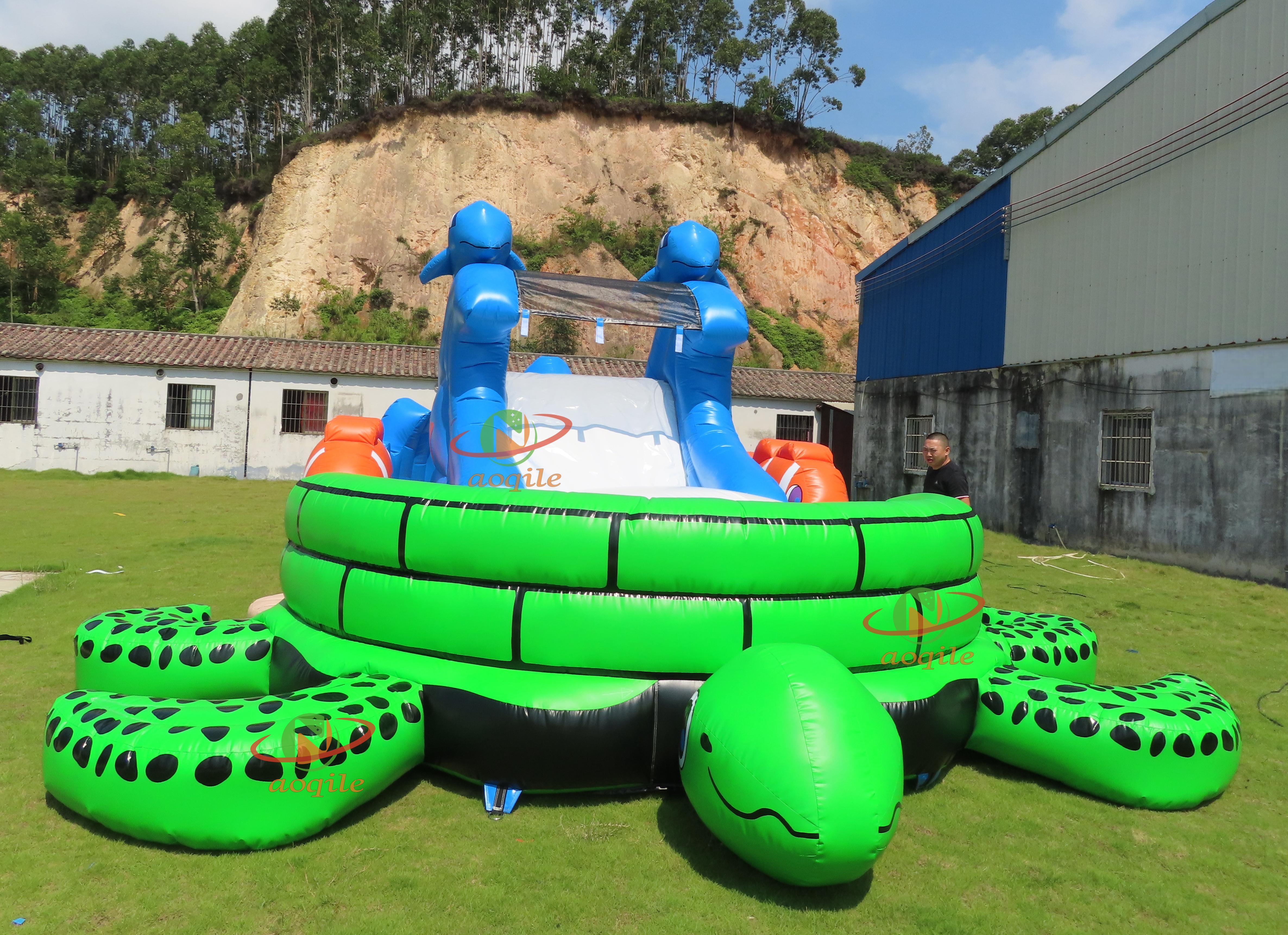 Tobogán acuático inflable de tortuga para niños, tobogán seco de agua para piscina, gran oferta