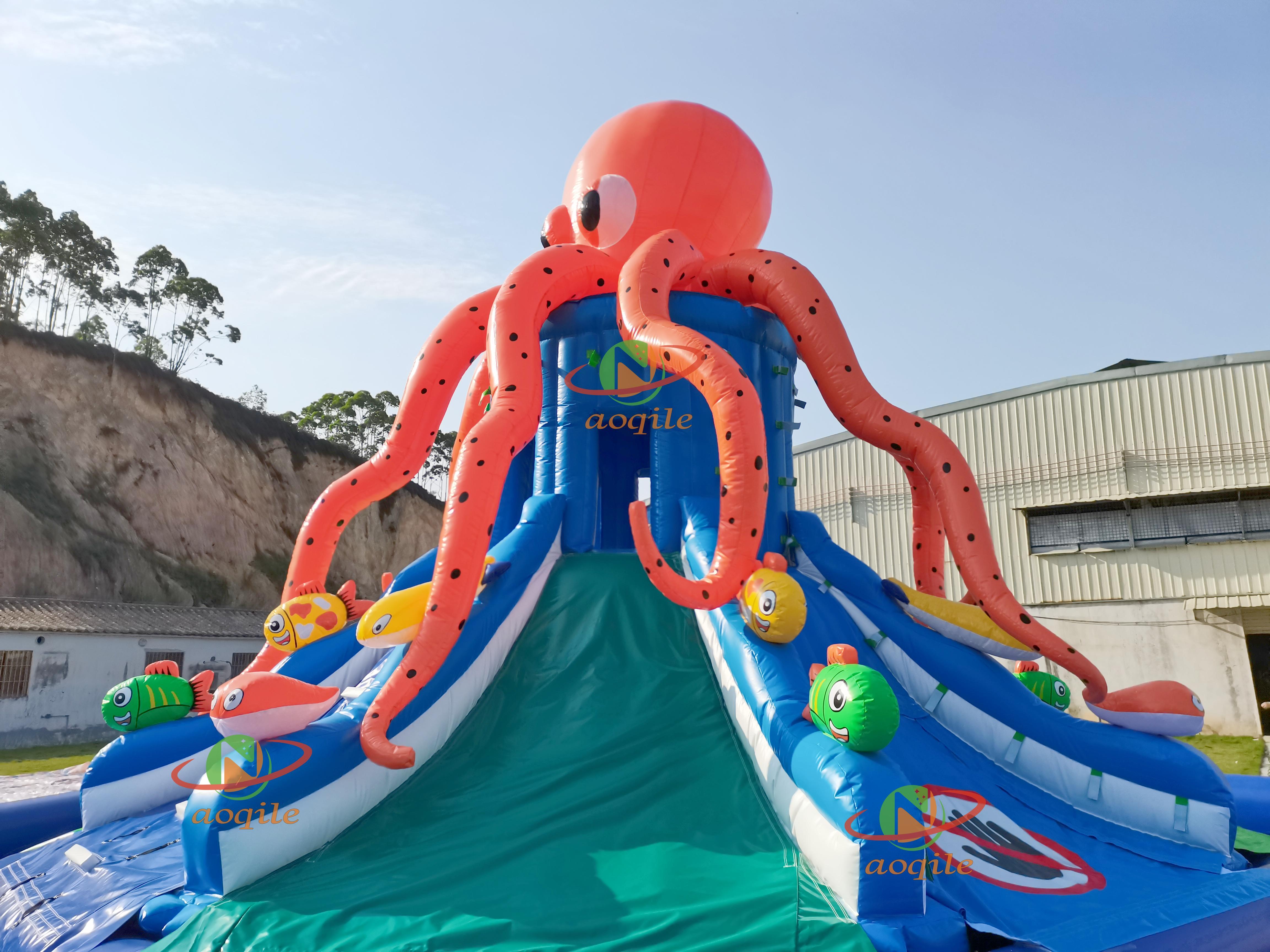 Tobogán acuático inflable personalizado de alta calidad estilo pulpo para parque acuático