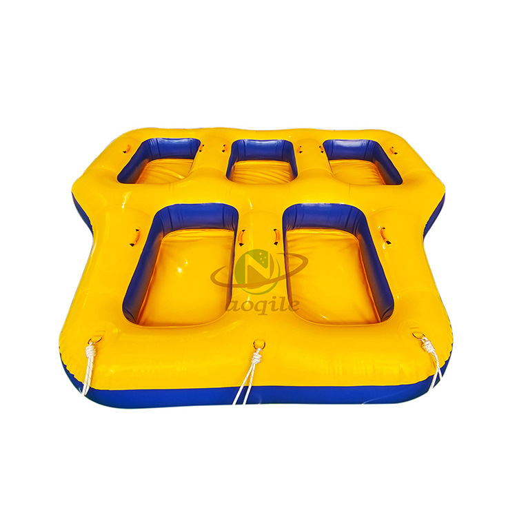 Barco inflable comercial de agua voladora, juguete giratorio, esquí acuático inflable remolcable, barco de discoteca de cinco plazas