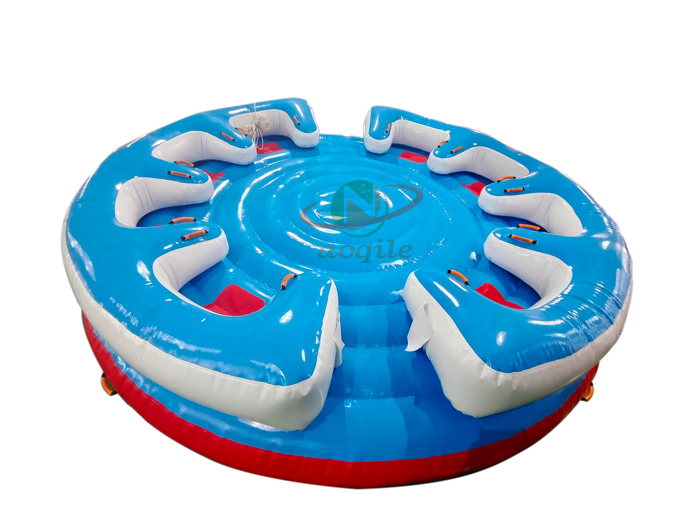 Nuevo entretenimiento acuático, 8 personas, inflable, agua giratoria, disco giratorio, barco inflable giratorio, tubo remolcable, barco de esquí