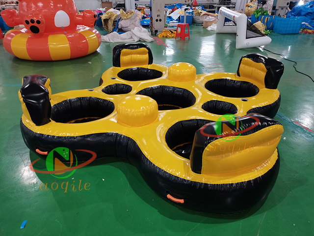 Aoqile Plataforma de agua inflable para varias personas, gran capacidad de carga, antideslizante, para reuniones grupales en la piscina del lago para eventos