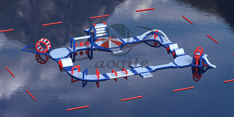 Aoqile, zonas de salpicaduras combinadas de obstáculos de agua inflables grandes personalizadas para actividades divertidas de vacaciones en parques acuáticos familiares para eventos