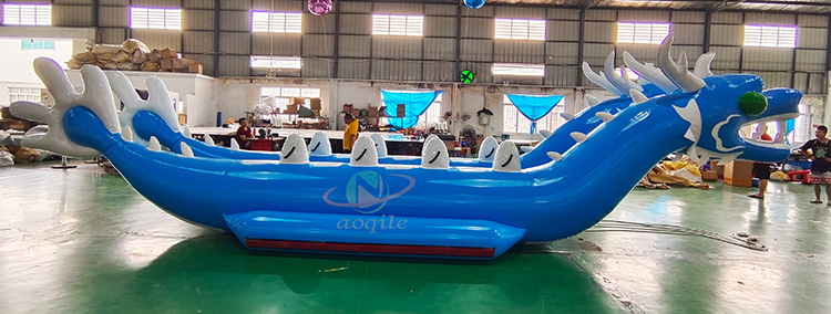 Barco inflable del dragón azul del pez volador de la balsa inflable del barco del plátano del mar de encargo